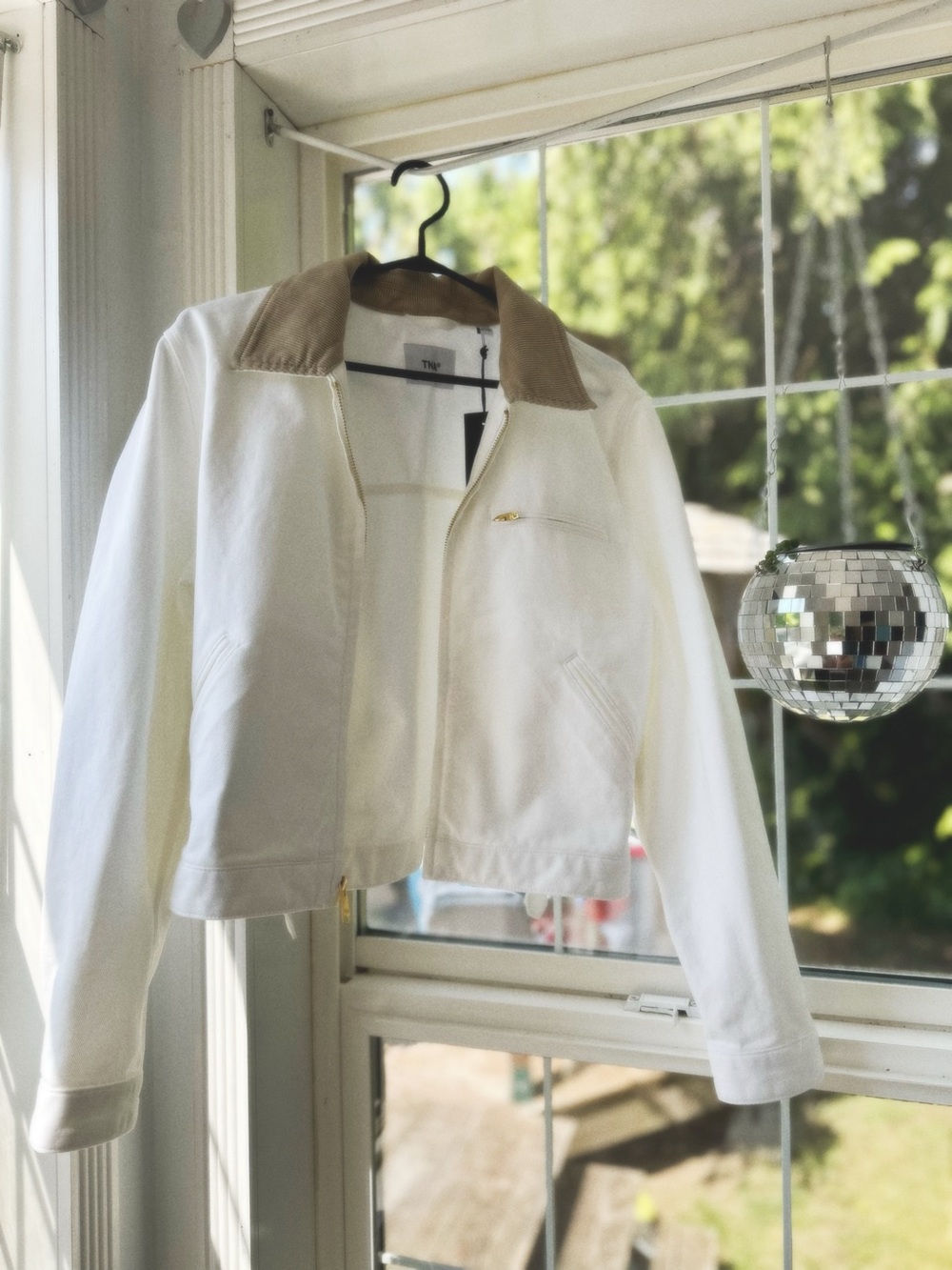 TNA White Jacket with Tan Collar - Women's Lightweight Coat